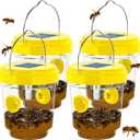 Wasp Traps Outdoor Hanging, Solar Bee Trap for Outside, Reusable Solar Powered Hornet Traps, Bee Wasp Catcher Outside Garden 4 Packs