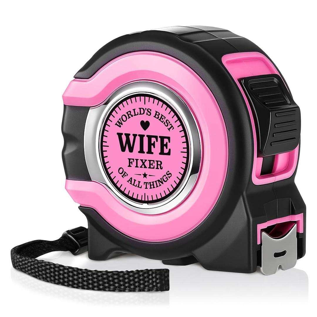 Pink Tape Measure Gift for Wife, 25ft Best Wife Ever Sewing Tape Measure, Wedding Anniversary Birthday Gifts from Husband, Quilting Crafting Tool for Women