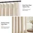 100% Blackout Shield Linen Look Textured Pinch Pleated Curtains Blackout Drapes 90 Inch Long 2 Panels Set, Faux Linen Blackout Curtains for Bedroom & Living Room, 40" W x 90" L, Cream