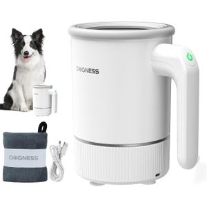 DOGNESS Automatic Dog Paw Cleaner and Massager, Electric Paw Washer for Dogs Portable Paw Cleaner Cup, Dog Foot Cleaning Machine USB Rechargeable, Designed for Medium to Large Dogs (White)