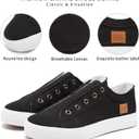 Women's Slip on Shoes Non Slip Fashion Canvas Sneakers Low Top Casual Shoes (Black, US 8)