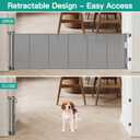 24 Inch Tall x 150 Inch Extra Wide Retractable Dog Gate for The House, Short Baby Gate to Step Over, Reinforced Mesh Puppy Gate for Doorways, Step Over Pet Gate for Stairs, Indoor/Outdoor, Gray