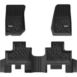 3W Floor Mats Fit for Jeep Wrangler JK 2013-2018 Unlimited 4 Door Only (Non JL or 4XE) TPE All Weather Custom Fit Floor Liner for Jeep Wrangler JK 1st and 2nd Row Full Set Car Mats, Black