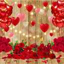 YYNXSY Rustic Wood Valentine's Day Backdrop Brown Wood Light Bulbs Red Love Hearts Galentine's Day Photography Background Wedding Decorations Happy Valentine's Day Photobooth 8X6FT YY-5015