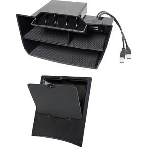 CarQiWireless Center Console Organizer for Honda Civic 2021 2020 2019 2018 2017 2016 | Custom Fit Accessories for 10th Civic Hatchback Sedan | 2PCS Hidden Storage Box with USB Cable, Anti-Slip Design