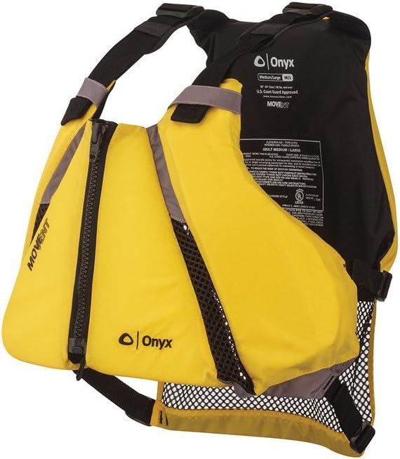 Onyx U.S. Coast Guard and Transport Canada Approved MoveVent Curve Paddle Vest For Adults For Kayaking, Canoeing, Stand Up Paddleboarding Yellow, X-Small-Small, Vest