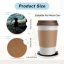 2 x Aesthetic Black Cat Car Coasters for Cup Holders,2 Pack Car Cup Holder Coasters for Car,Ceramic Absorbent Car Coaster with A Finger Notch and Cork Base,Car Interior Accessories for Women Men