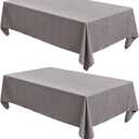 Fitable Faux Linen Tablecloths Rectangle 60 x 120 Inch - 2 Pack Neutral Table Clothes for 8 Foot Tables, Stone Flax Look Kitchen Table Covers for Farmhouse, Dining, Party, Banquet, Buffet
