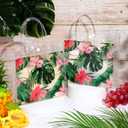 Aliceset 20 Pcs Clear Aloha Bags Hawaiian Luau Party Favors with Handles Summer Tropical Palm Leaves Goodie PVC Plastic Gift Bags for Summer Birthday Party Supplies, 8 x 8 x 3.15 Inch