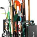 YueTong Garden Tool Organizer Heavy Duty,Yard Tool Tower Rack,Garage Storage Organization for Long Handle Tools,Rake,Brooms,Extra Hooks for Small Shovel,Shear.All Metal,Free Standing.