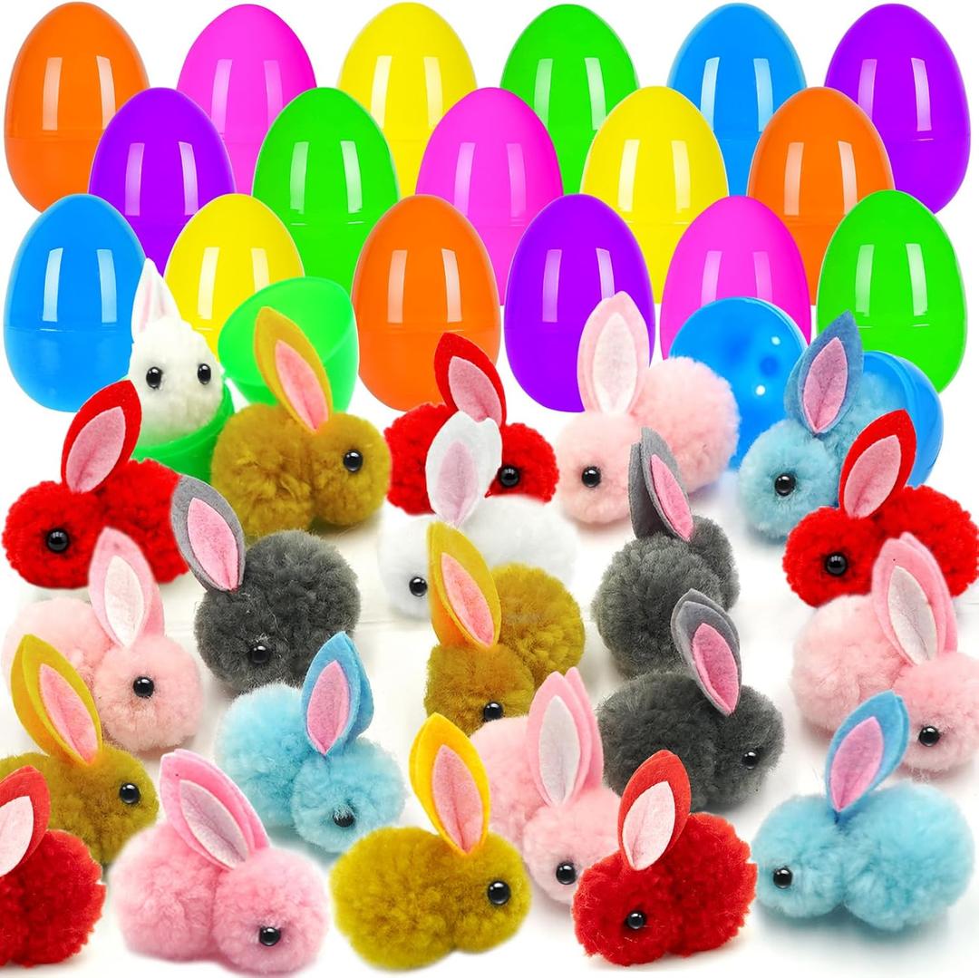 Olixmlya 36 Pack Easter Egg Fillers Plush Bunny Toys, Easter Eggs Hunts Filling Easter Basket Stuffers Stress Relief Toys Classroom for Kids Toddler Teens Boys Girls Easter Party Favor