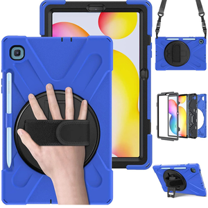 Case for Samsung Galaxy Tab S6 Lite 10.4 inch 2024/2022/2020 with S Pen Holder, Heavy Duty Military Grade Shockproof Rugged Protective 10.4" Cover with Stand (Black+Blue+Black)