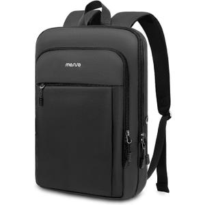 MOSISO Laptop Backpack for Men, Slim Lightweight Compact Computer Backpack for College Work Business Office Travel, 15.6 inch Waterproof Commute Laptop Bag Casual Daypack with Luggage Strap, Black