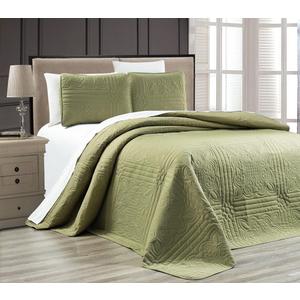 Grand Linen - 3-Piece SAGE Green Oversize Stella Grande Bedspread Queen/Full Embossed Coverlet Set 106 by 100-Inch