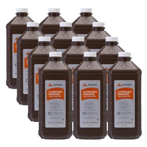 Swan 3% Hydrogen Peroxide Topical Solution First Aid Antiseptic, 32 Fluid Ounce (Pack of 12), 384 Fl Oz, EXP:09/30/2027