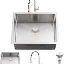 Undermount Laundry Sink with Faucet Combo, 23"x18"x12" Laundry Utility Sink Stainless Steel 12" Deep Laundry Room Sink 16 Gauge Single Bowl Undermount Kitchen Sinks (Brushed Nickel)