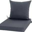 Outdoor Chair Cushions, Waterproof Outdoor Cushions for Patio Furniture w/Fade-Resistant, Removable & Machine-Washable Covers, 19x19 Inch, Ideal for Seat in Gardens/Porch  Set of 1/2/4, Dark Grey