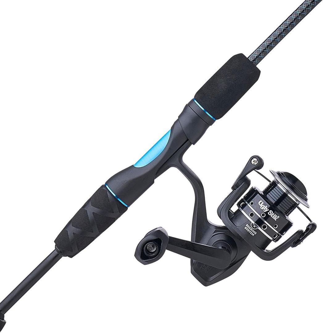 Ugly Stik GX2 Youth Spinning Reel and 5'6" Fishing Rod Combo, Blue/Silver, 2-Piece, Graphite and Fiberglass Rod with Clear Tip Design