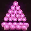 HL Submersible LED Lights,Pink Small LED Light,100 Hours Waterproof Flameless Led Lights Battery Powered for Wedding Home Vase Festival Party Decoration 24pcs(Built-in 48 Batteries)
