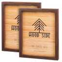 Brown Wooden Picture Frames 8x10 Set of 2 - Natural Rustic Solid Wood Thick Borders, Wall Mount and Tabletop Display
