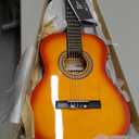 Pyle Beginner Acoustic Guitar Kit, 3/4 Junior Size All Wood Instrument with Full Accessory Kit, Picks, Shoulder Strap, Carry Case, Cleaning Cloth, Tuner App, 2 Month Lessons, 36 (Cherry Burst Gloss)