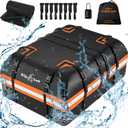 Big Ant Car Rooftop Cargo Carrier Bag, 15 Cubic Feet Waterproof Heavy Duty 840D Car Roof Bag for All Vehicle with/Without Rack - Includes Anti-Slip Mat, 8 Door Hooks, 2 Extra Straps, Luggage Lock
