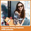 FONHCOO Progressive Multifocal Sunglasses for Women, Square No Line Reading Sunglasses Outdoor Sun Readers UV400 Protection
