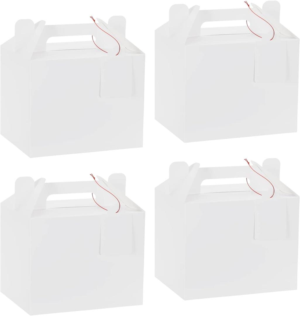 Franitis 12 Pack White Gable Gift Boxes with Gift Tags, Party Favor Treat Boxes for Wedding, Valentines, Birthday, Baby Shower, 7x5.5x5.5 Inches