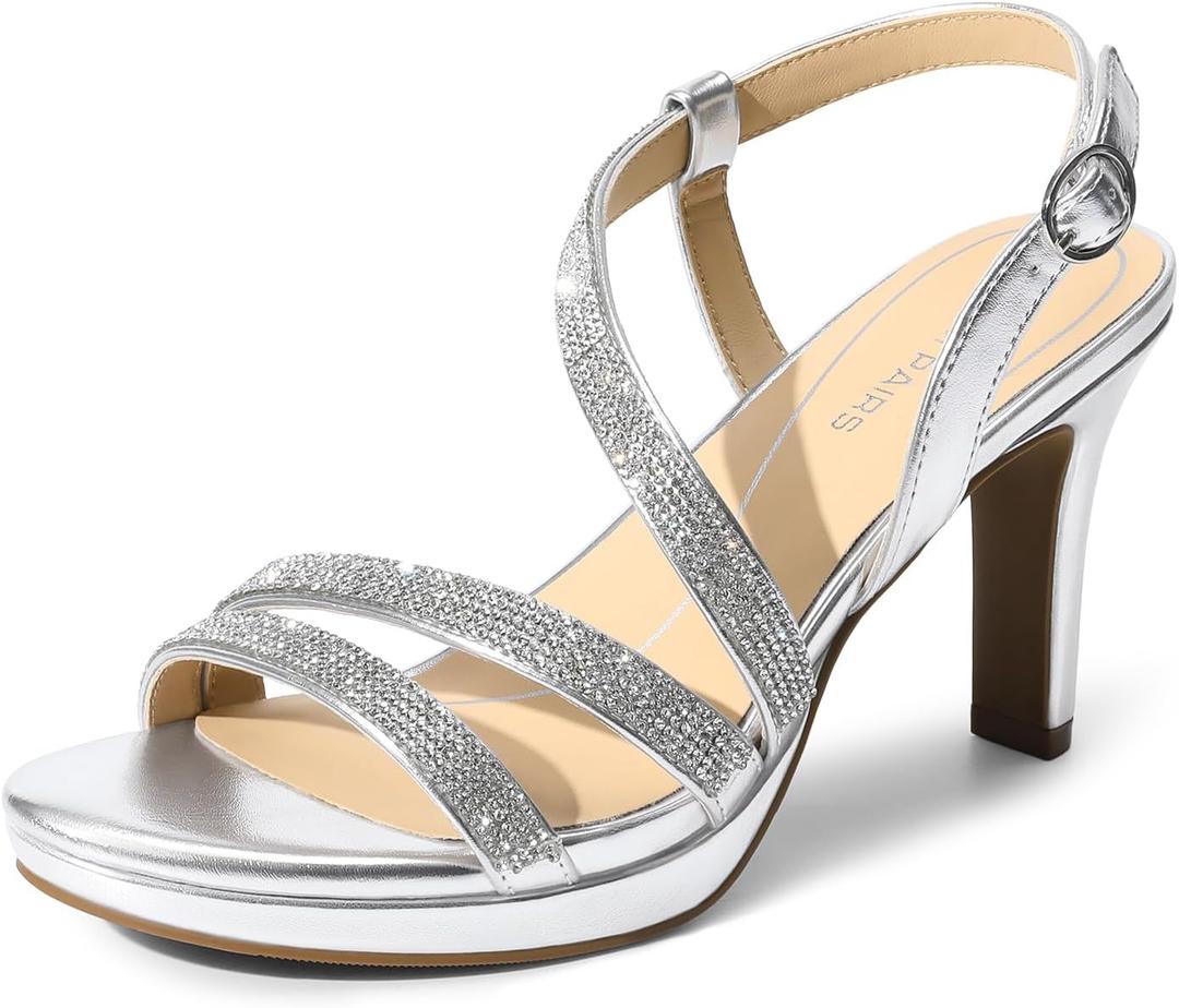 DREAM PAIRS Women's Platform Strappy Heels High Heeled Sandals Open Toe Comfortable Dressy Shoes with Adjustable Ankle Strap (8)