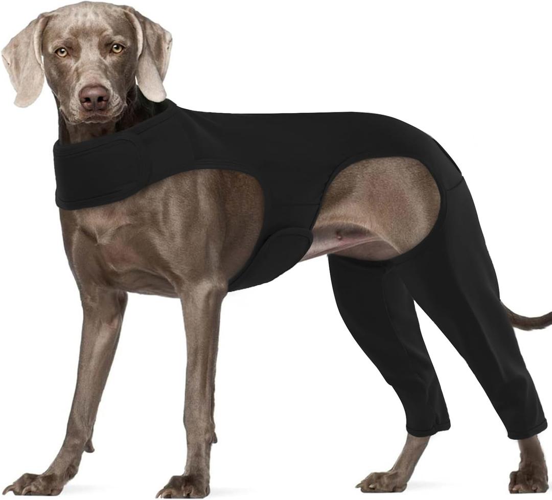 ROZKITCH Dog Surgery Recovery Sleeve Rear Right Left Leg, Pet Prevent Licking Wound Elbow Brace Protector, Dog Recovery Suit Cone Collar Alternative for Sprain ACL CCL Arthritis Joint Care Black (2XL(Chest:30.3-35.4"Back:24"))