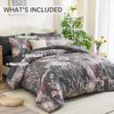 Luxudecor Floral Comforter Set Queen Bed in a Bag Set,7 Pieces Dark Gray Floral Comforter and Sheet Set,Soft Microfiber Bedding Sets for All Seasons (Dark Gray,90"X90")
