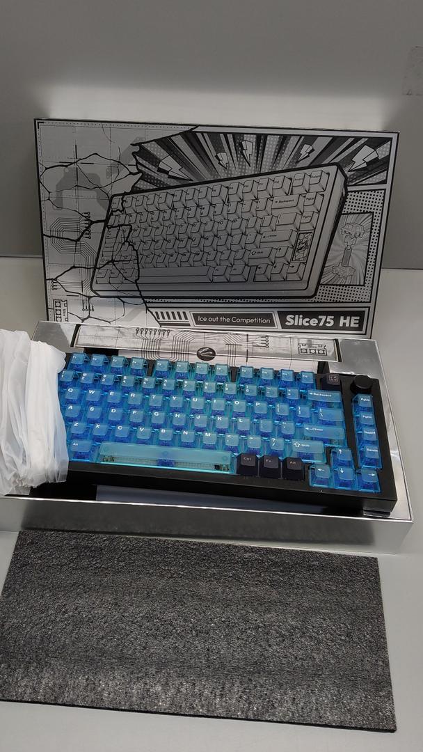 Mechanical Keyboard, Chilkey Slice75 HE Gaming Keyboard Wired, 75% Hall Effect Magnetic Aluminum Keyboard with WS Flux HE Clacky Switch, Rapid Trigger, 8K Polling, Per-Key RGB Custom, PC/Mac Support (Translucent Blue)