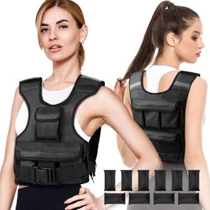 Adjustable Weighted Vest for Women, Customizable 0-18 lbs Strength Training Vest with 10 Removable Sandbag, Breathable Design, Reflective Safety Strips for Running, Hiking, and Fitness (Black)