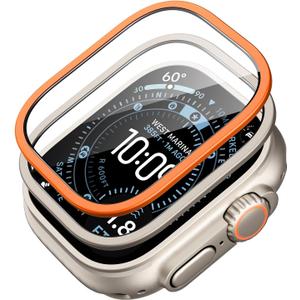 ESR Armorite Screen Protector for Apple Watch Ultra 3 2025 /Ultra 2 /Ultra (49 mm), Military Grade Protection, Tempered Glass Film with Aluminum Alloy Frame, Anti-Scratch, 2 Pack, Titanium & Orange