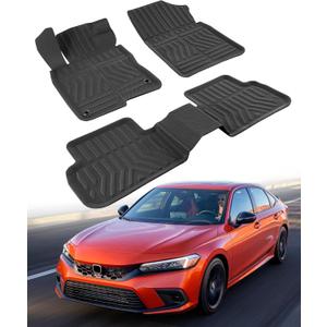 Custom Fit 3 Pcs Floor Mats for Honda Civic 2022-2025 - All-Weather Rubber Mats & Liners, Heavy Duty Car Interior Protection for Civic, Weather-Resistant & Easy to Clean