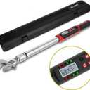 VANPO Adjustable Digital Torque Wrench 5-99.6 ft.lb/6.8-135 N.m, 1418 mm Open End, 38 mm Adjustable Jaw, Accuracy 2%, LED and Buzzer Notification, HVAC Torque Wrench for Mini Split AC, Pipeline