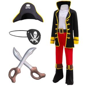 bibeikele Pirate Costume for Kids Cosplay Pirate Role Play Dress Up Halloween Costume 10-12 Years, XXL