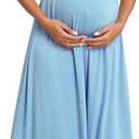 Off The Shoulder Maxi Maternity Dress for Photoshoot Baby Shower Sleeveless Casual Long Dresses (S)