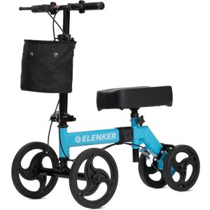 ELENKER Steerable Knee Walker Deluxe Medical Scooter for Foot Injuries Compact Crutches Alternative Sky Blue