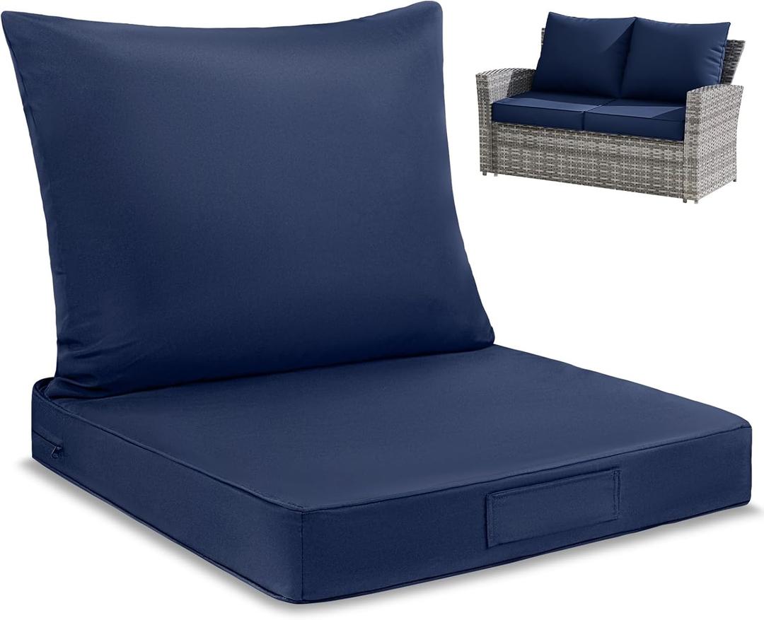 MAGIC ELEPHANT Outdoor Cushions for Patio Furniture, Water-Repellent 24x24 Inch Replacement Cushions, Deep Seat and Back Cushion for Chair Sofa Couch (Blue)