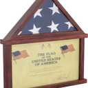 HBCY Creations Flag Display Case with Certificate Holder for 5' x 9.5' American Veteran Burial Flag, Solid Wood with Glass Front with Wall Mount or Standing Display, Cherry Finish