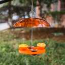 Kingsyard Oriole Bird Feeders for Outdoors Hanging, Double-Cup Jelly Platform Bird Feeder with Pegs for Orange Halves, Weather Protective Dome, Great for Attracting Orioles
