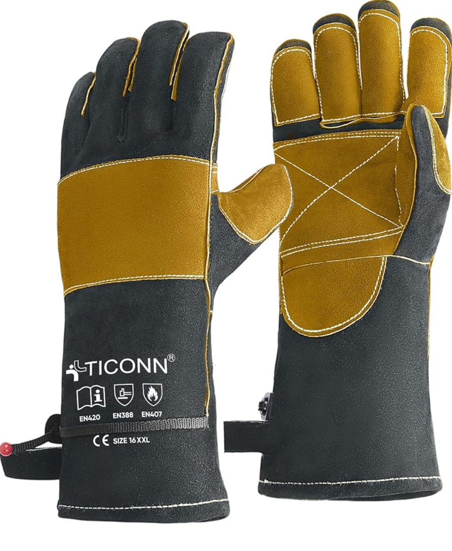 TICONN Welding Gloves, 16 IN L/XL/XXL 1000°F Heat-Resistant Fireproof Leather Gloves for Welders, Stick, Forge, Mig, Tig, BBQ