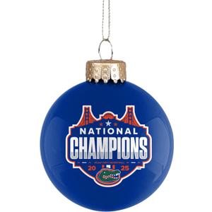 Team Beans Florida Gators 2025 NCAA Basketball National Champions Glass Ball Christmas Tree Ornament-2 5/8"-2 Sided-Blue, Pack Of 2