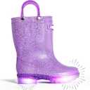 Lone Cone Kids Rain Boots for Girls & Boys – Waterproof Natural Rubber Toddler Rain Boots with Non-Slip Outsole & Easy Pull Handles – Solid, Pattern & Glitter Designs (Size: Kids 13)