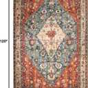 Lahome Boho Tribal 8x10 Area Rugs for Living Room, 8 x 10 Washable Rug for Bedroom Aesthetic, Large Oriental Vintage Soft Dining Room Carpet for Under Table Playroom (Rust/Dull Teal,8x10ft)