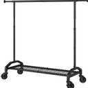 Heavy Duty Clothes Rack for Hanging Clothes 350lbs Clothing Rack 3" industrial Wheels 51 to 71" W x 16.53" D x 65" to 71" H Adjustable Rolling Clothes Rack Coat Rack Garment Rack Black