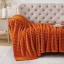 Orange Throw Blanket for Couch Sofa 50x60 inches Striped Fleece Blankets Room Home Decor Lightweight Plush Soft Cozy Gifts for Women Mom Girls