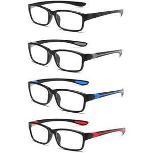 JOON-joon Reading Glasses Men 4 Pairs Ultra Light TR90 Sports Style Blue Light Blocking Readers+2.5