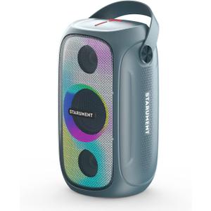 Starument MS-PB55 Party Speaker - Wireless Portable Speaker with Loud HiFi Sound, LED Lights, Cool Unique Design - IPX5 Waterproof, Rechargeable 3600mAh Battery - Compact Home & Outdoor Travel Speaker (Blue)